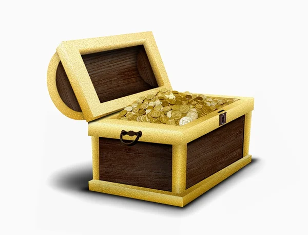 Pecho lleno de monedas de oro — Foto de Stock
