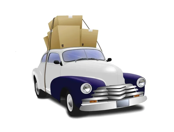 Coche con cajas encima — Foto de Stock