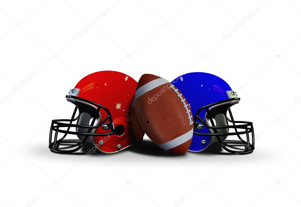 Football ball with two helmet
