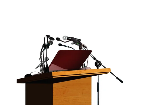 Seminar podium and microphones — Stock Photo, Image