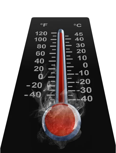 Yüksek hava sıcaklığı ile termometre — Stok fotoğraf