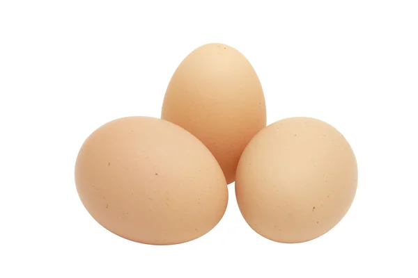 Tři vejce izolované na bílém pozadí — Stock fotografie
