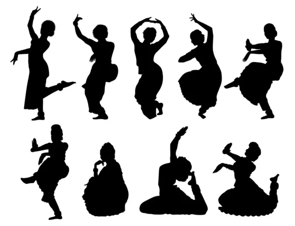 Mujeres indias bailando — Vector de stock