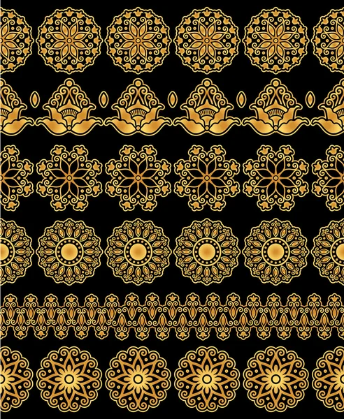 Patrones florales oro — Archivo Imágenes Vectoriales