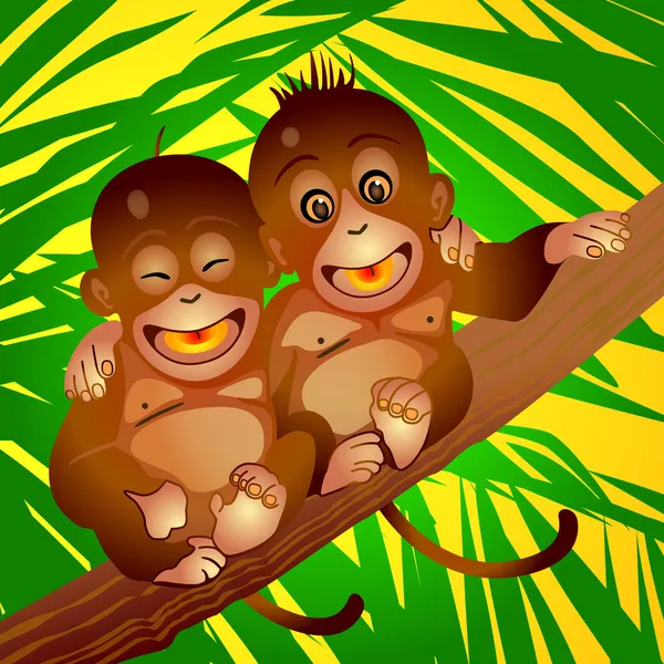 Macacos felizes. — Vetor de Stock