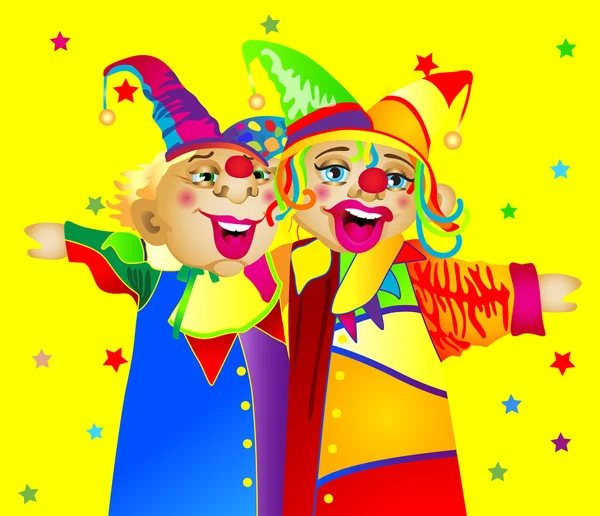 Two clowns — Stock Vector