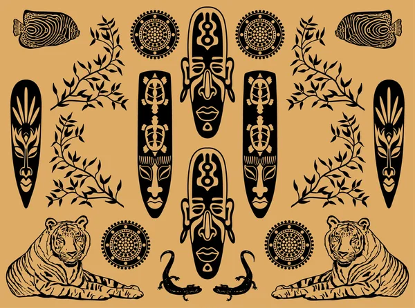 Éléments décoratifs ethniques — Image vectorielle