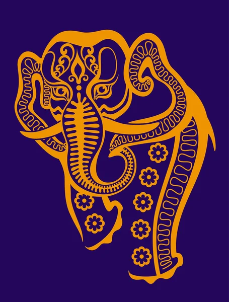 Gouden decoratove olifant — Stockvector
