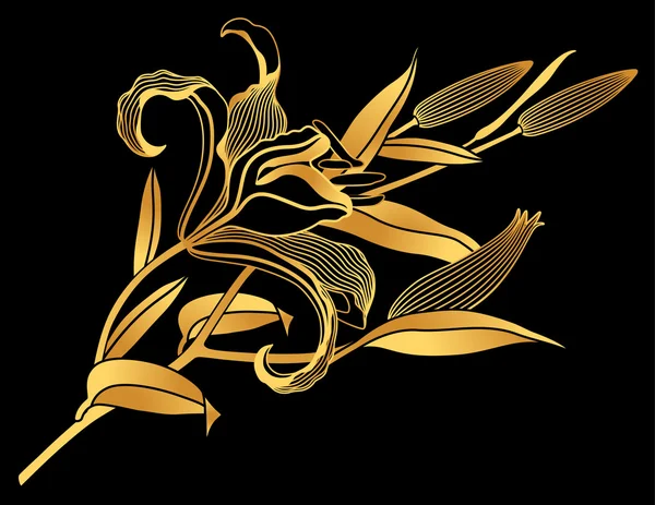 Gold lily — Stock Vector