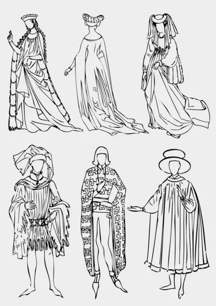 Anthic gotische kostuums — Stockvector