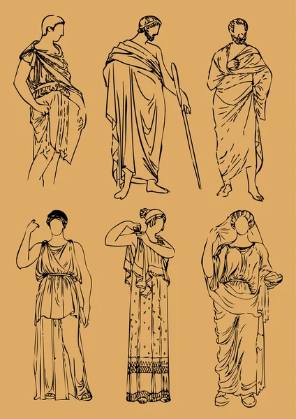 Costumes grecs antiques — Image vectorielle