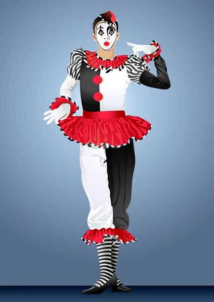 Clown mit kleiner Mütze und kurzer Hose — Stockvektor