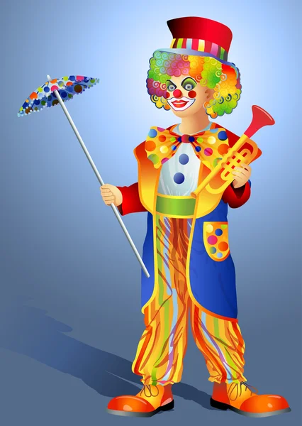 Clown con un ombrello — Vettoriale Stock