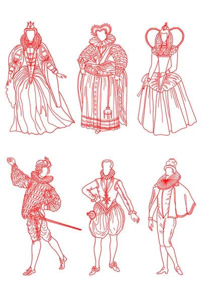 XVI. kor francia ruhák — Stock Vector