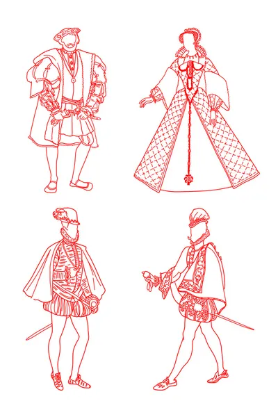 第十六世纪文艺复兴时期西班牙西服套装 — 图库矢量图片