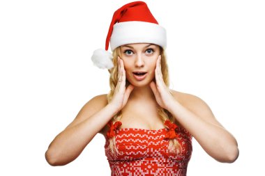 Sexy woman dressed as Santa Claus clipart