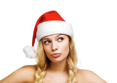 seksi kadın Noel Baba gibi giyinmiş