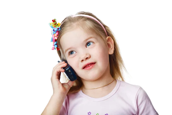 Imagen del estudio de un niño pequeño con celda —  Fotos de Stock