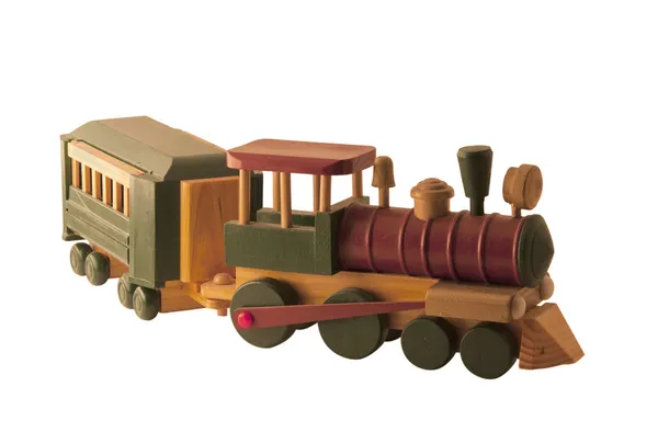 Toy Wooden Train and Car — Stock Photo, Image