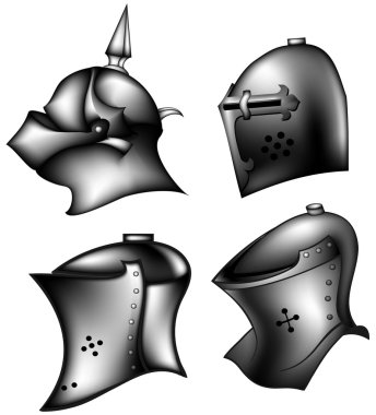 Set of ancient helms clipart