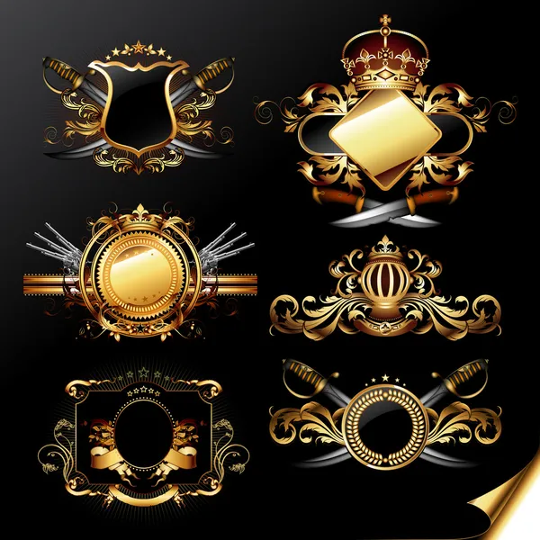Set of ornamental golden labels — Stock Vector