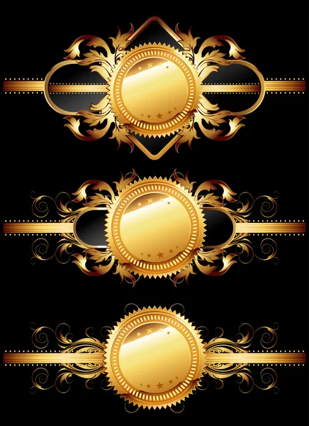Conjunto de etiquetas douradas ornamentais — Vetor de Stock