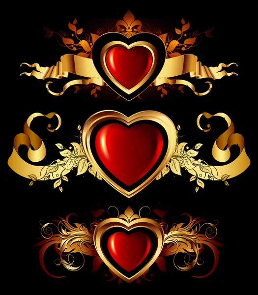 Формы сердца с декоративными элементами — стоковый вектор