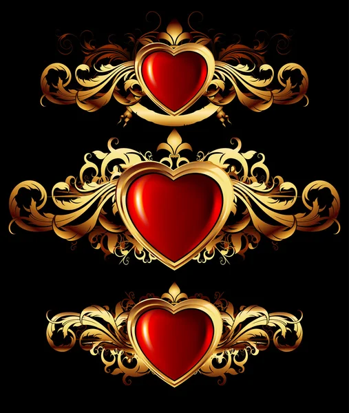 Формы сердца с декоративными элементами — стоковый вектор