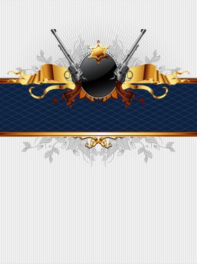 Ornate frame with guns clipart