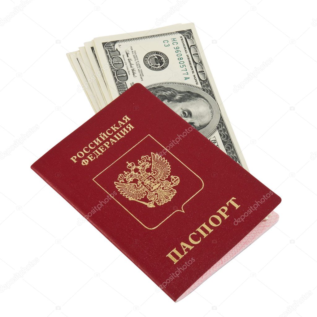 Dollars insert into Russian passport