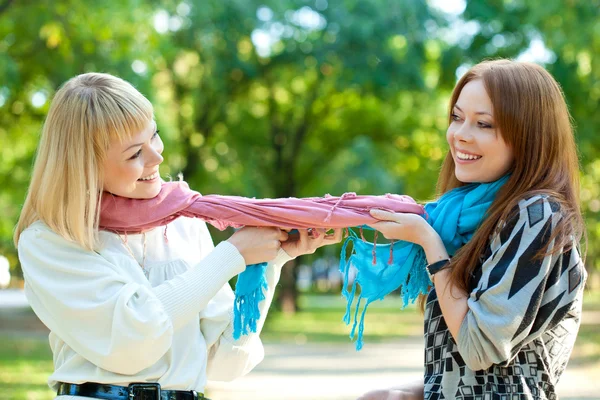 Two sisters having fun in the park — Stock Photo, Image