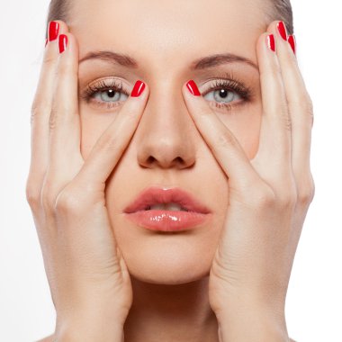 Woman with hands on face clipart