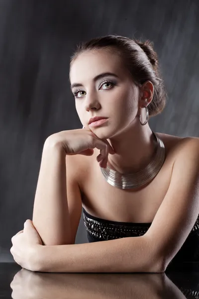 Woman with silver jewellery — Stock Photo, Image