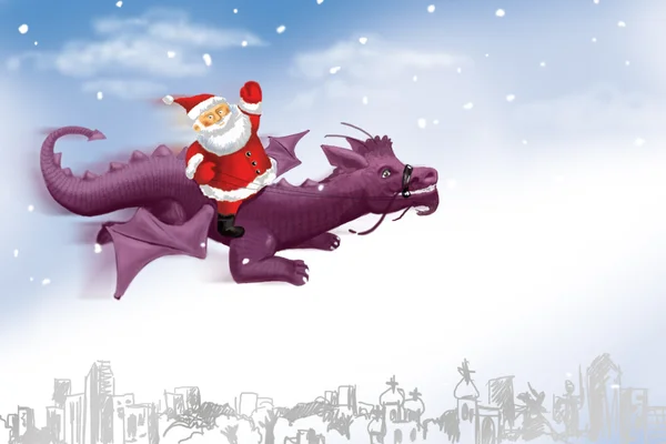 Дед мороз и дракон — Stock Photo, Image