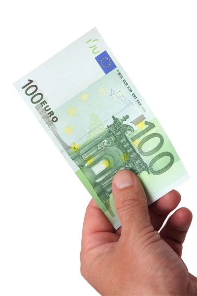 Banknotes in his hand — Stock Photo, Image