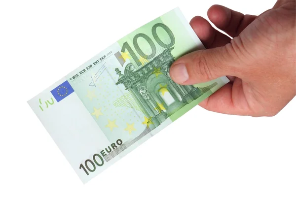 Banknotes in his hand — Stock Photo, Image