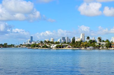 Dilido Island and Downtown Miami Skyline clipart