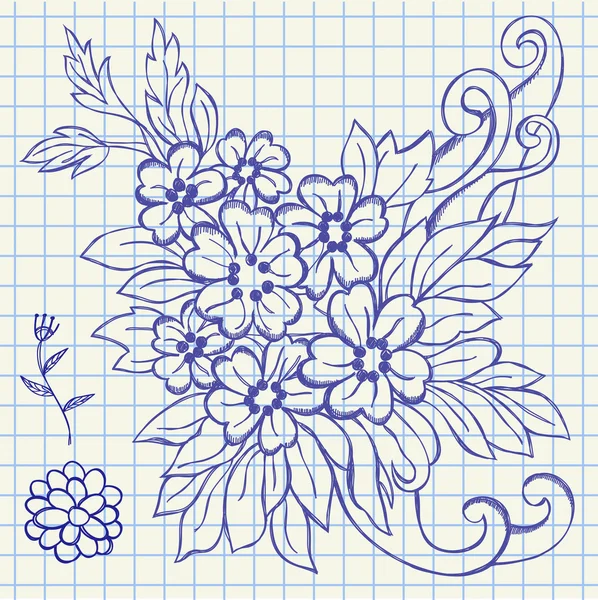 花の描画図 — ストックベクタ