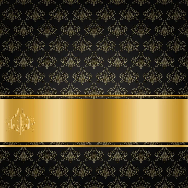 Siyah arka plan ile altın şerit — Stok Vektör
