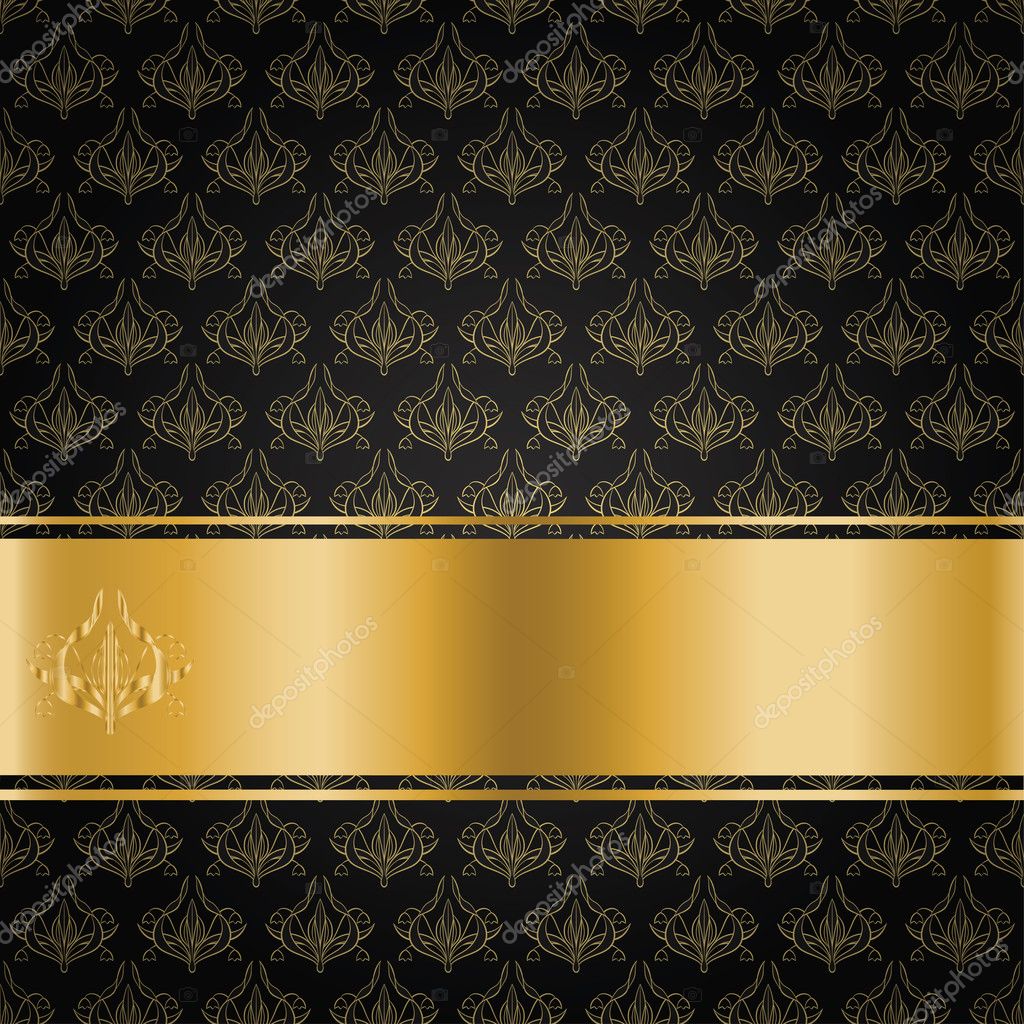 Black background with gold ribbon — Stock Vector © yaviki #10262859
