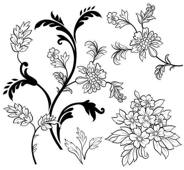 Éléments de décor floral — Image vectorielle