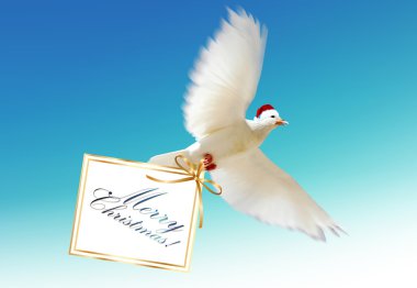 Merry Christmas and dove clipart