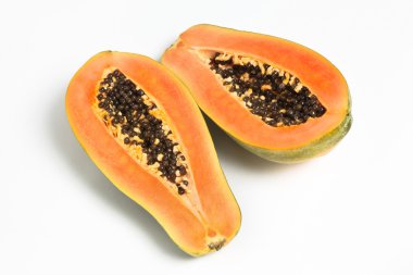 Papaya üzerinde beyaz baskground