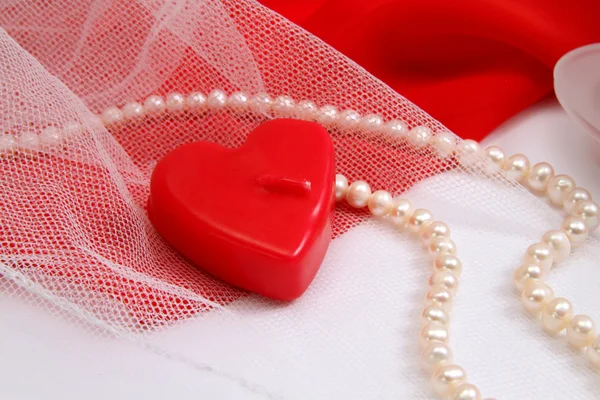 Valentine's candle close-up Royalty Free Stock Photos