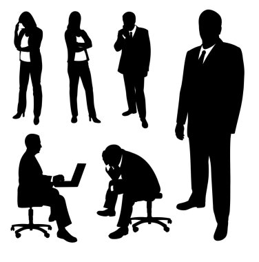 Silhouette of businessman and businesswomen. clipart