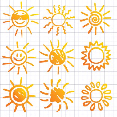 Suns . Elements for design. Doodles. clipart