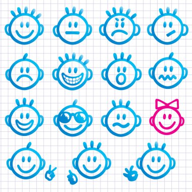 Set of faces with various emotion expressions. clipart