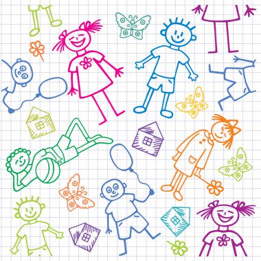 Children's drawings. Seamless background. clipart