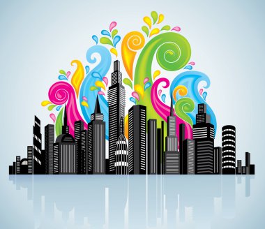 Colorful panorama city. clipart