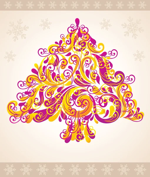Christmas tree . Greeting card. — Stock Vector